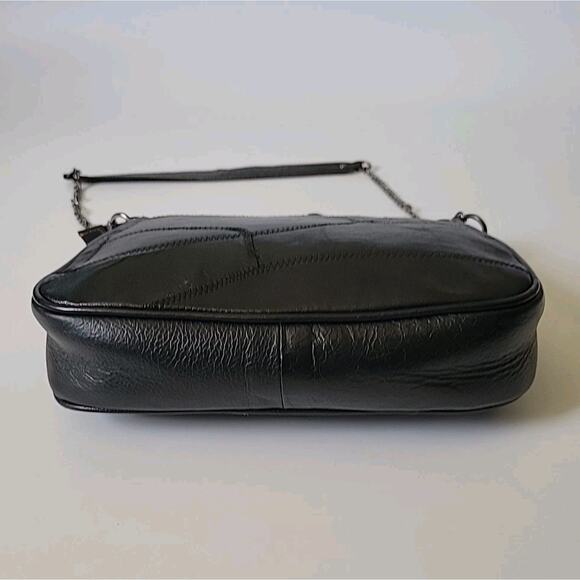 Vaan & Co‎ Supple Leather Carbon Black Hobo Shoulder Bag Chain Strap Classic - Picture 3 of 12